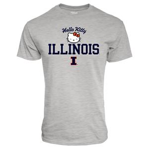 Image of ILLINOIS HELLO KITTY TOP MOUSER RINGSPUN T-SHIRT - heathergrey (SKU: 159740134000052) Image of ILLINOIS HELLO KITTY TOP MOUSER RINGSPUN T-SHIRT - heathergrey